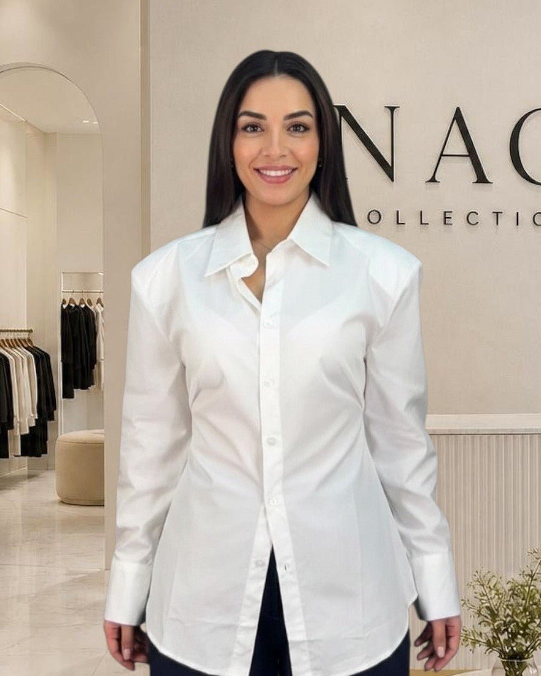 Chemise blanche à épaulettes structurées - Modèle BLANC - NAC Collection