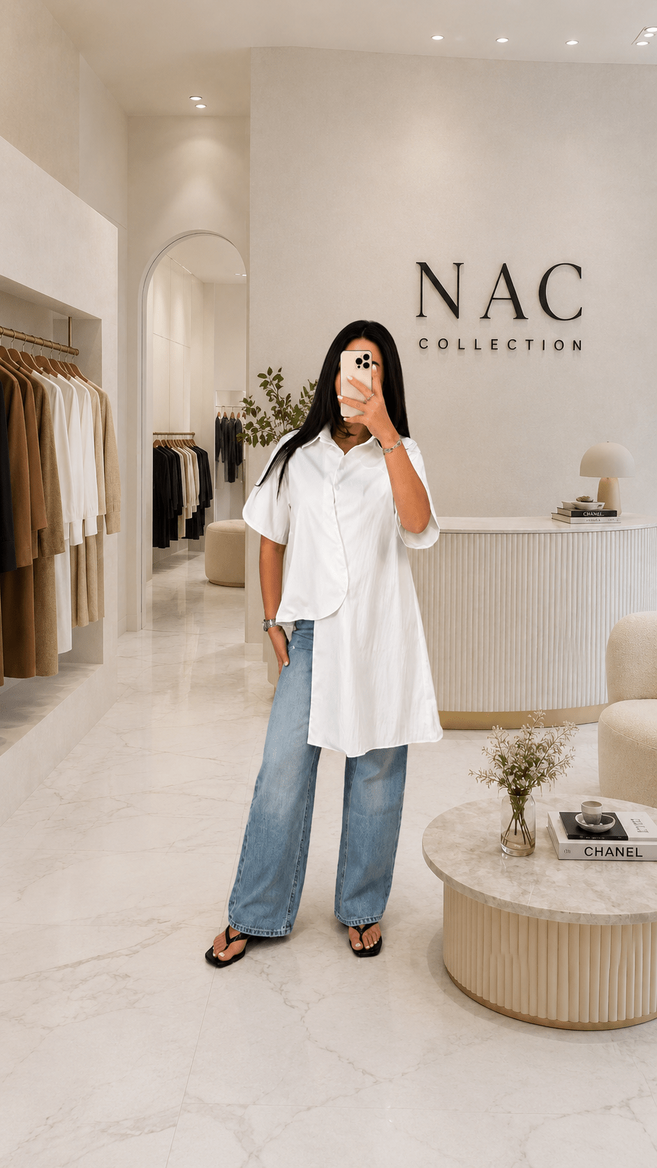 Chemise Blanche Asymétrique Oversize Femme - Manches Courtes - Coupe Longue Fluide - NAC Collection