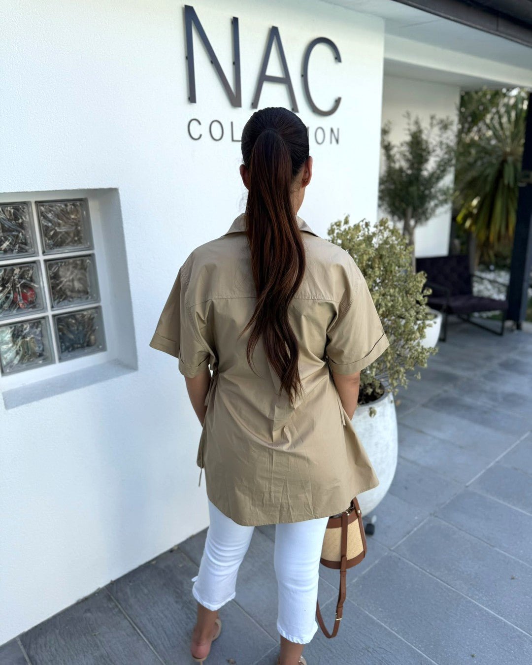 Chemise Oversize Beige Manches Courtes - Modèle SAND - NAC Collection