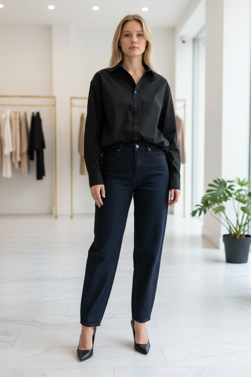 Chemise oversize noire à épaulettes - NAC Collection