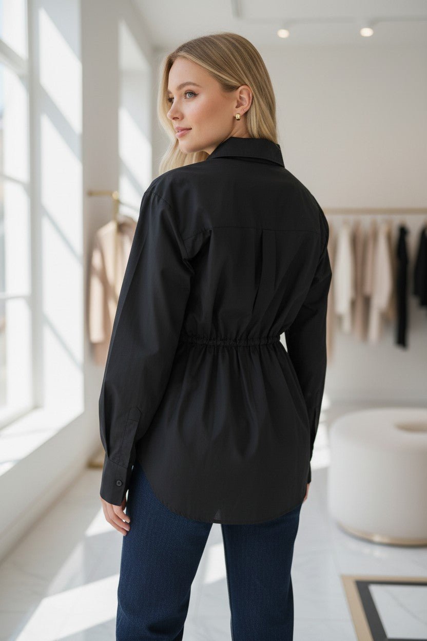 Chemise oversize noire à épaulettes - NAC Collection