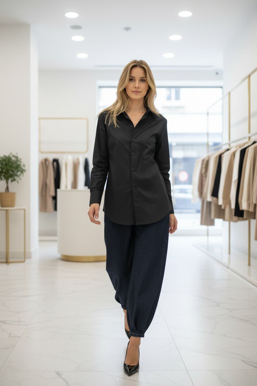 Chemise oversize noire à épaulettes - NAC Collection