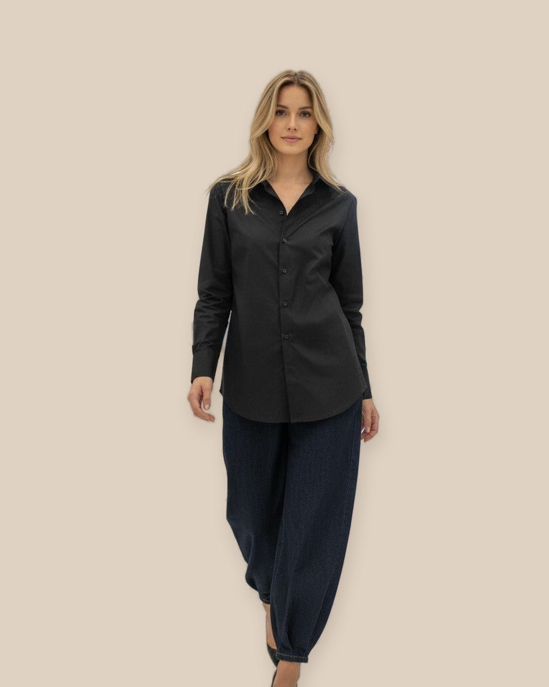Chemise oversize noire à épaulettes - Modèle NOIR - NAC Collection