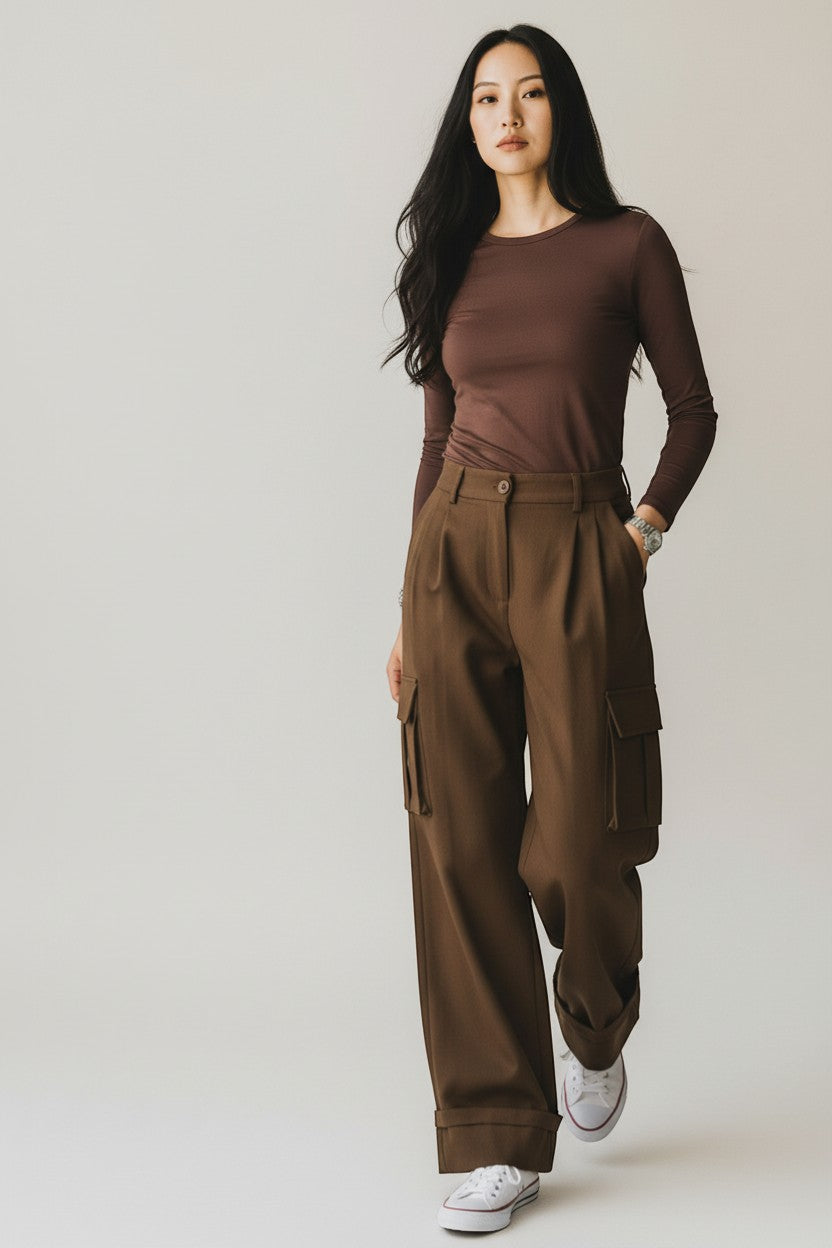 Pantalon cargo marron – Tendance et structuré