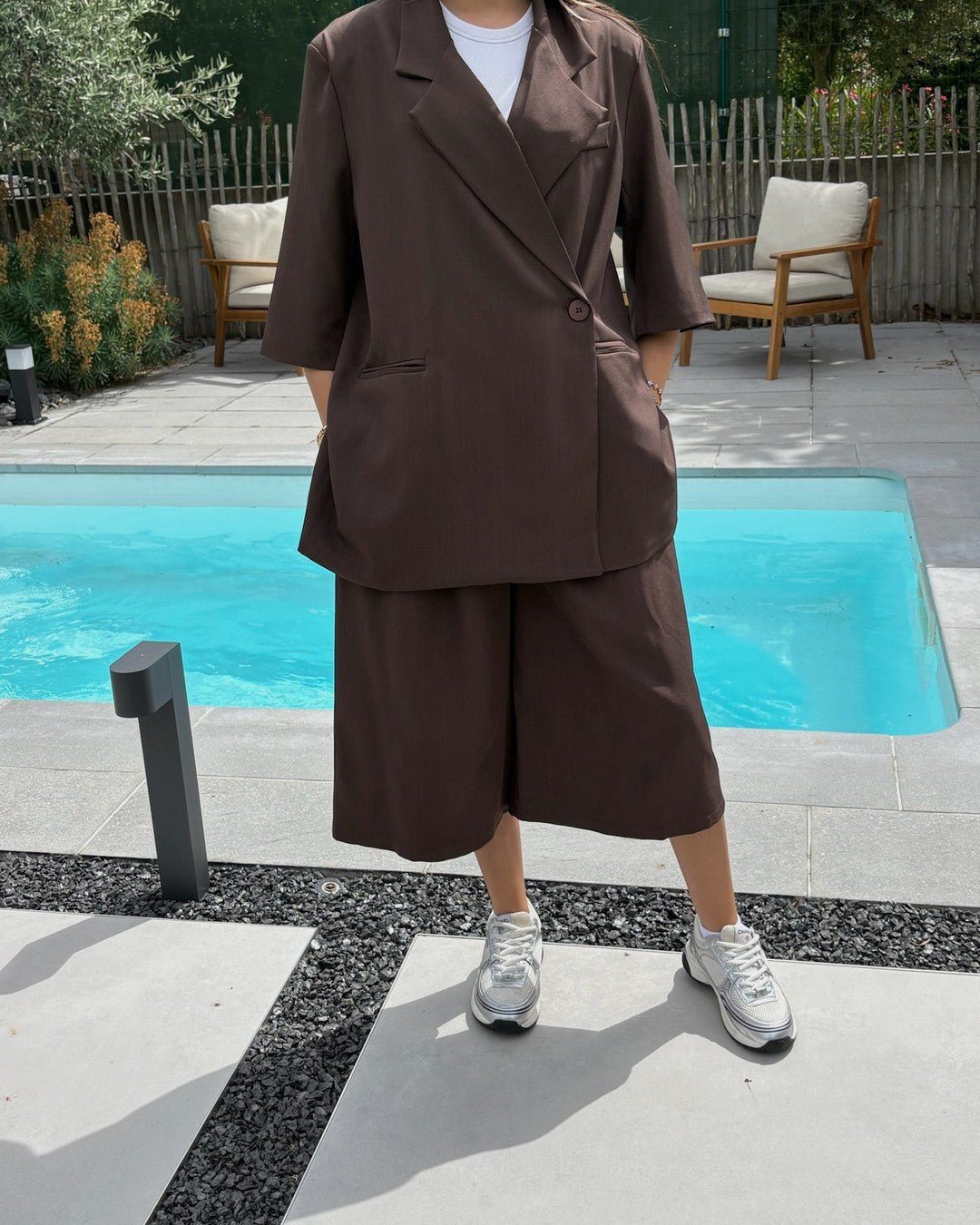 Ensemble Blazer et bermuda oversize manches courtes marron - Modèle COCOA - NAC Collection