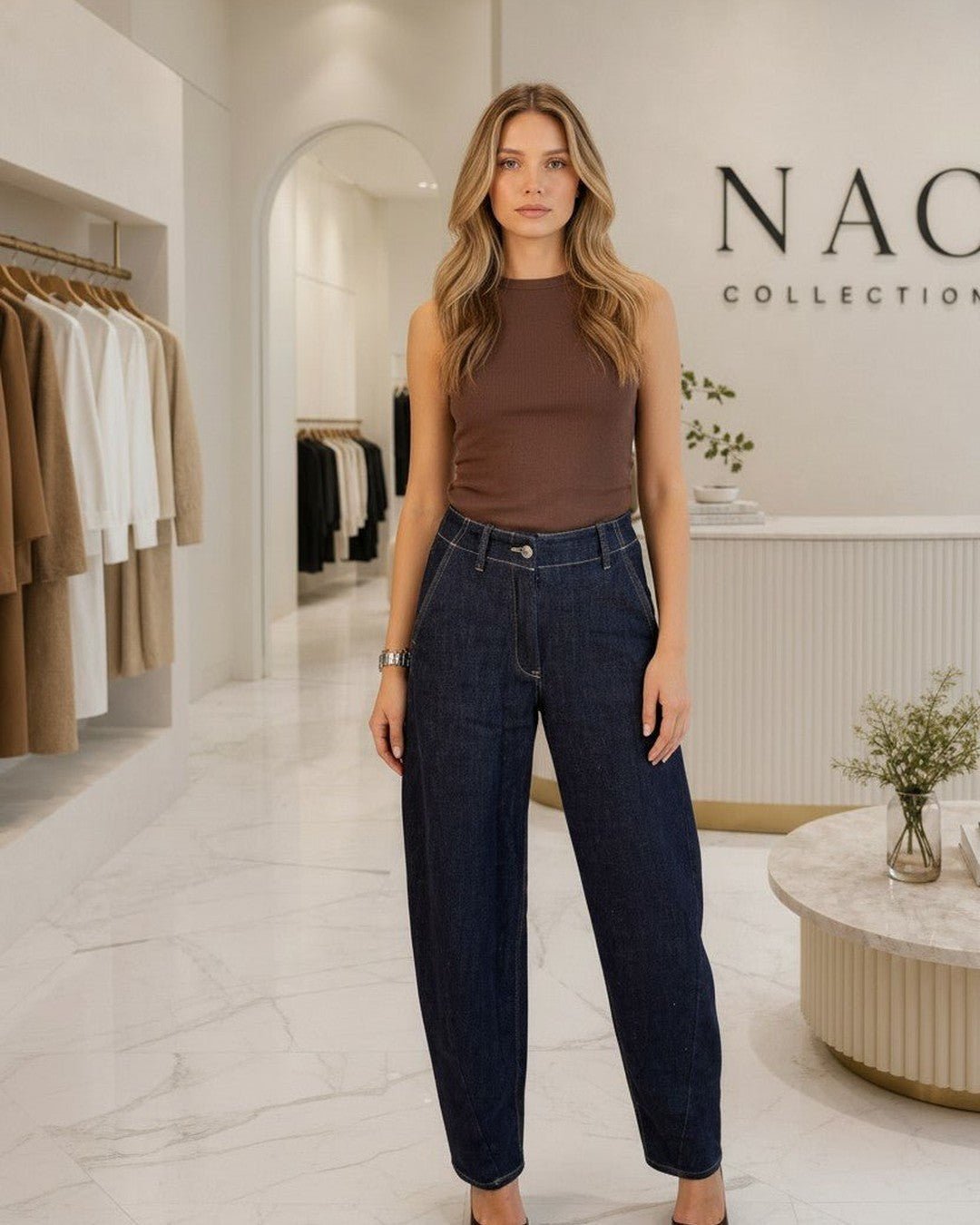 Jean coupe ballon : tendance taille haute - Modèle WAVE - NAC Collection