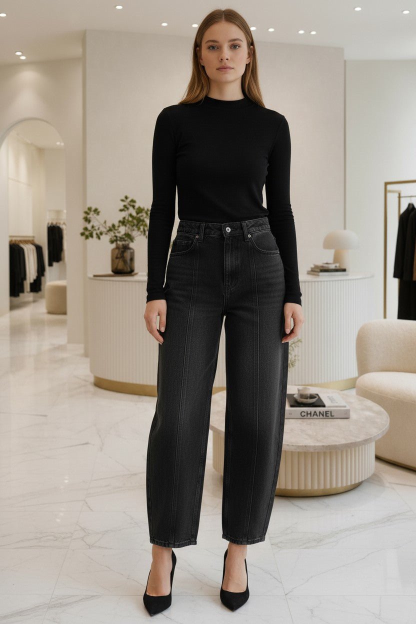 Jean noir coupe ballon taille haute - NAC Collection