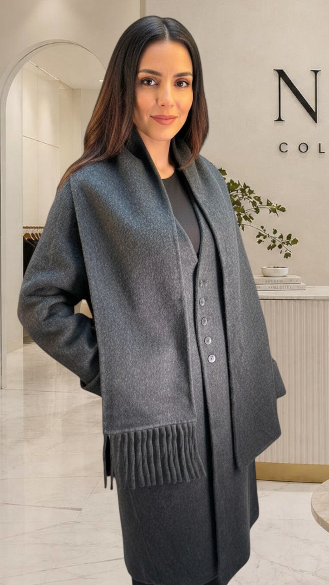 Manteau long à écharpe intégrée - NAC Collection
