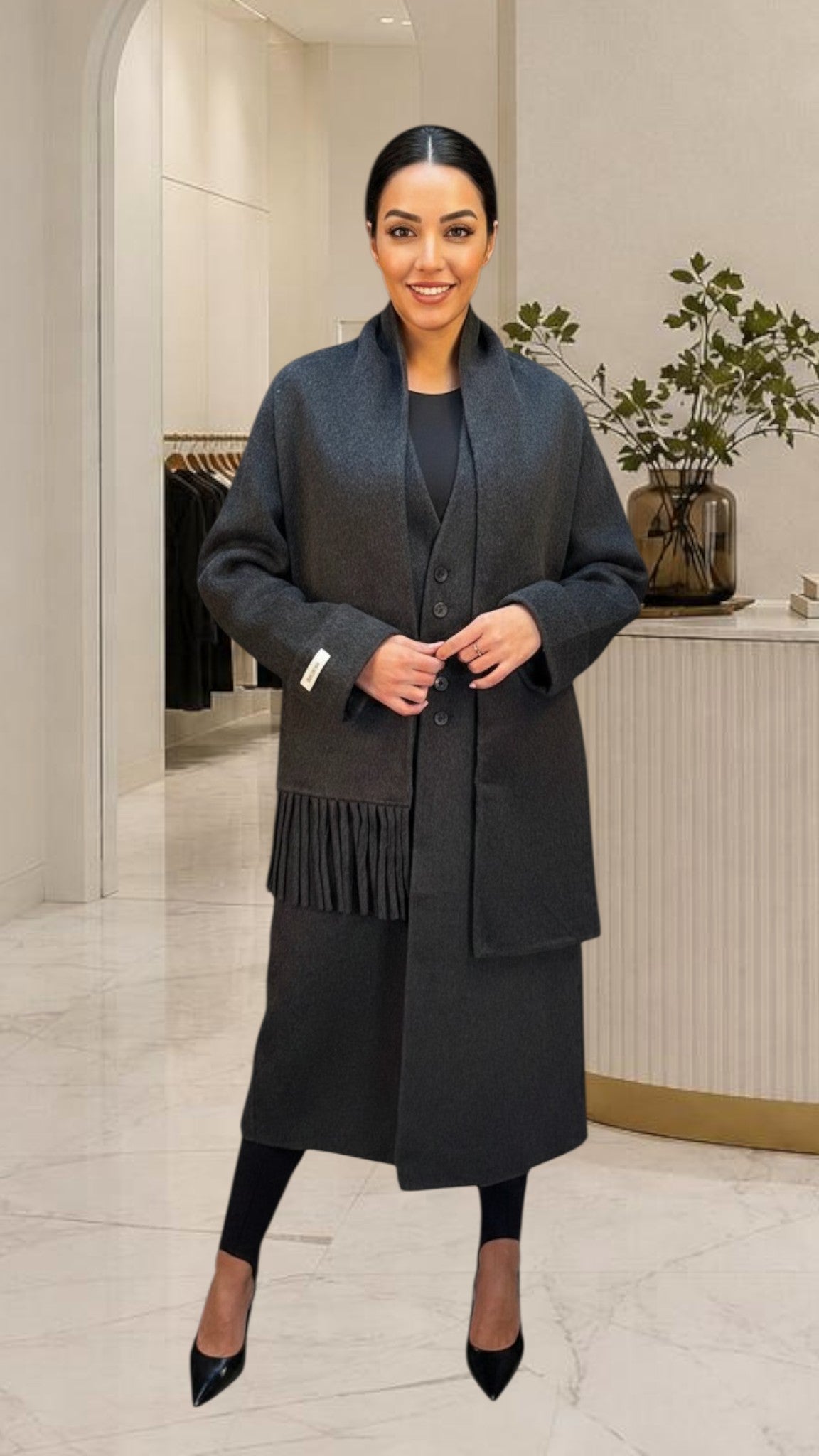 Manteau long à écharpe intégrée - NAC Collection