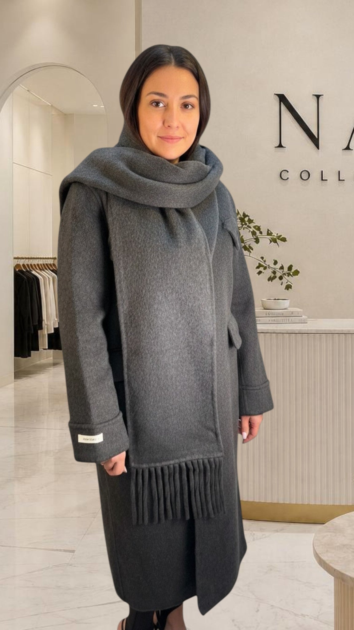 Manteau long à écharpe intégrée - NAC Collection