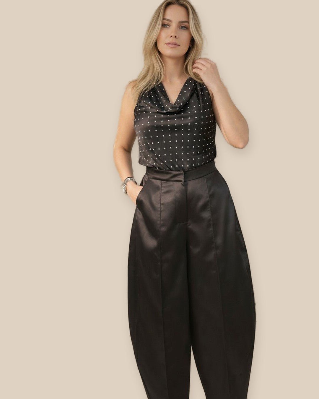 Pantalon ballon satiné taille haute - Modèle SATIN - NAC Collection
