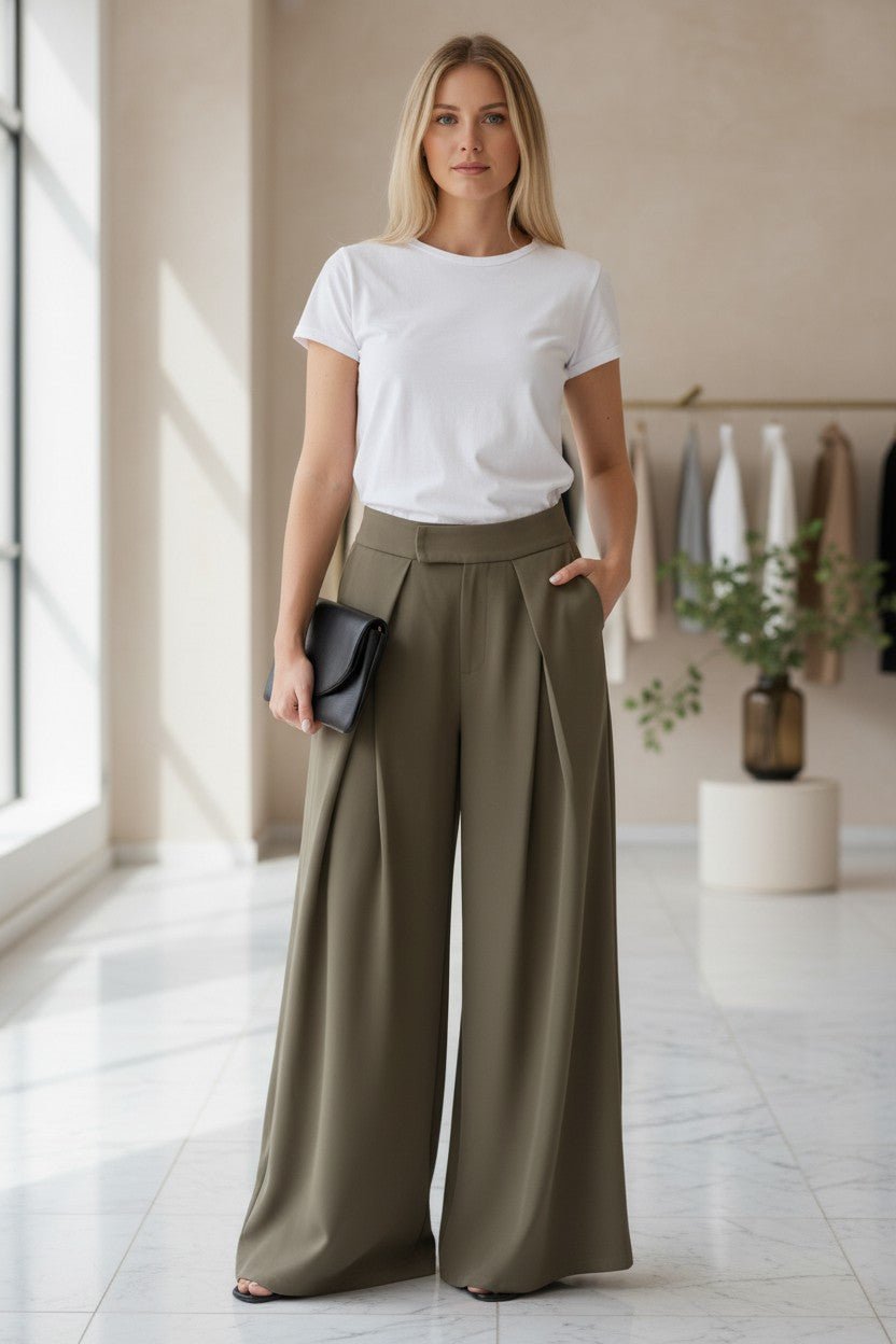Pantalon large à plis taille haute - NAC Collection
