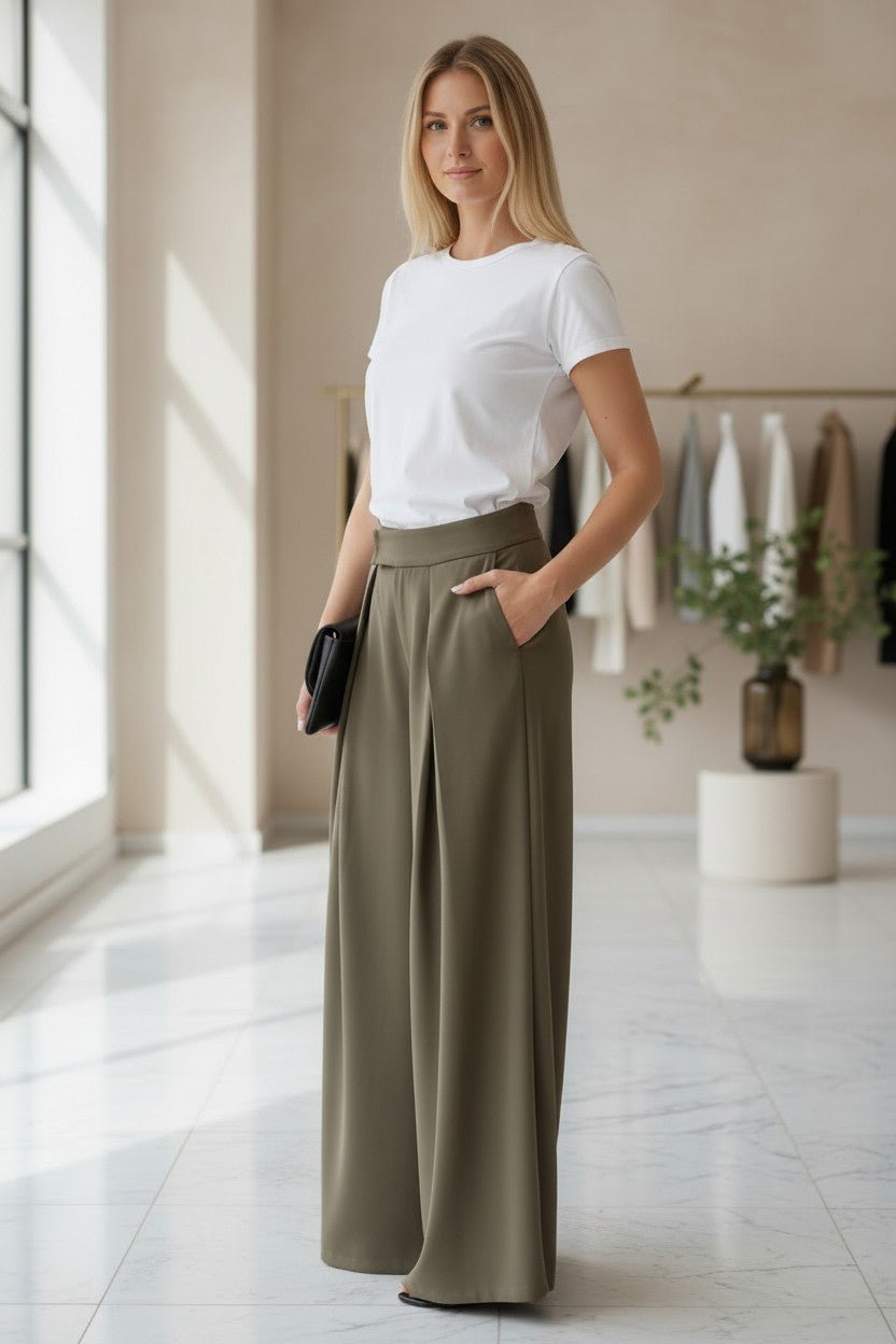 Pantalon large à plis taille haute - NAC Collection