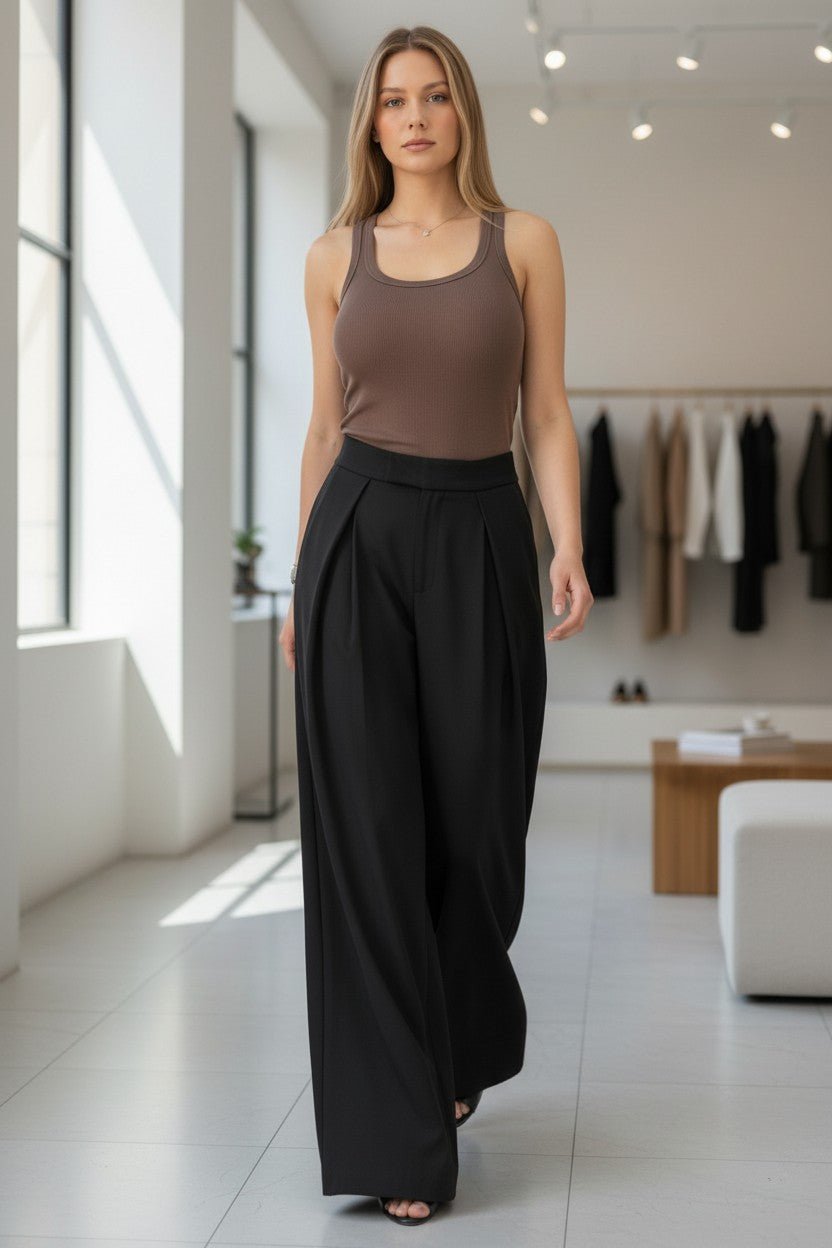 Pantalon large à plis taille haute - NAC Collection