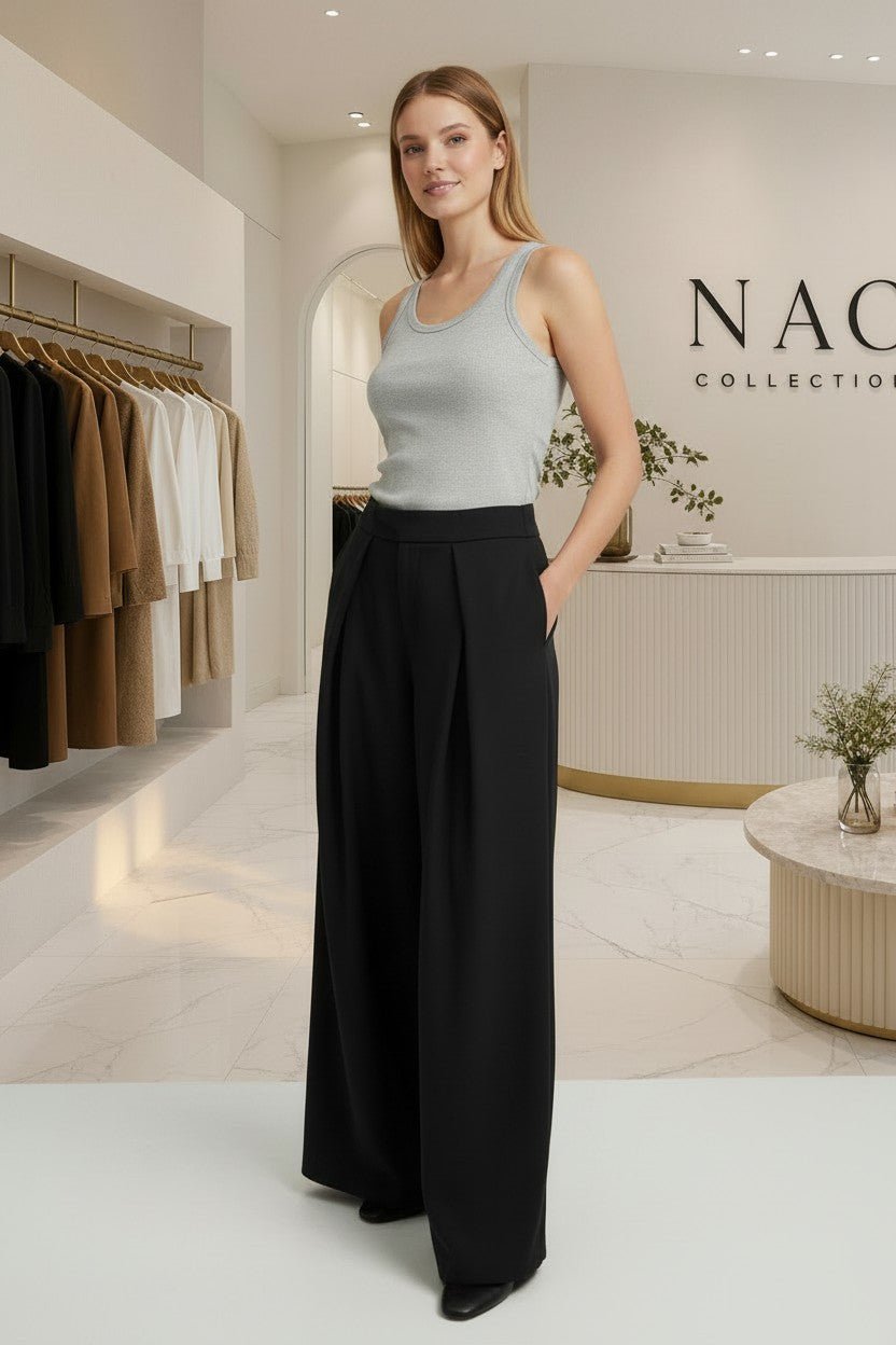 Pantalon large à plis taille haute - NAC Collection