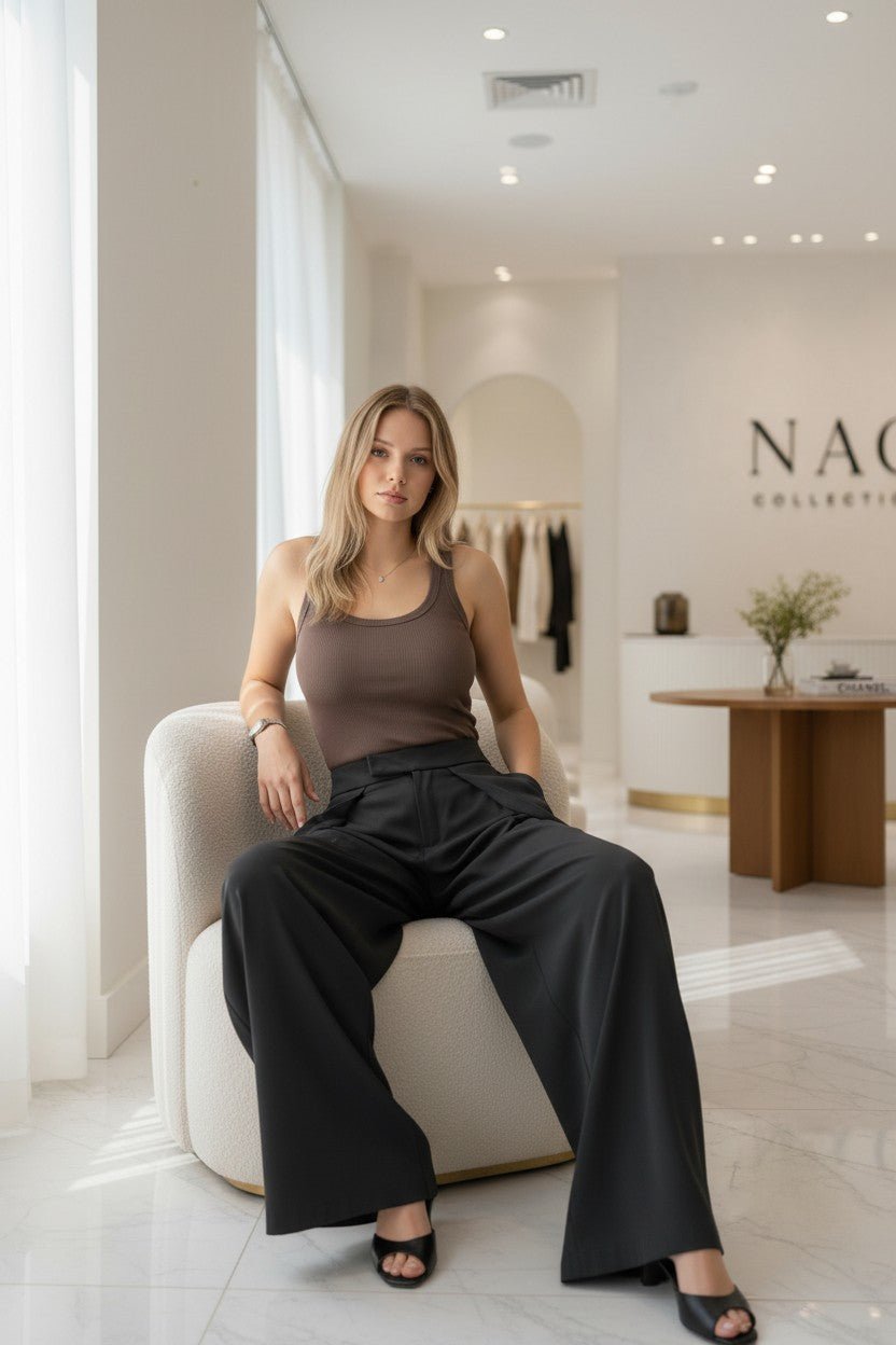 Pantalon large à plis taille haute - NAC Collection