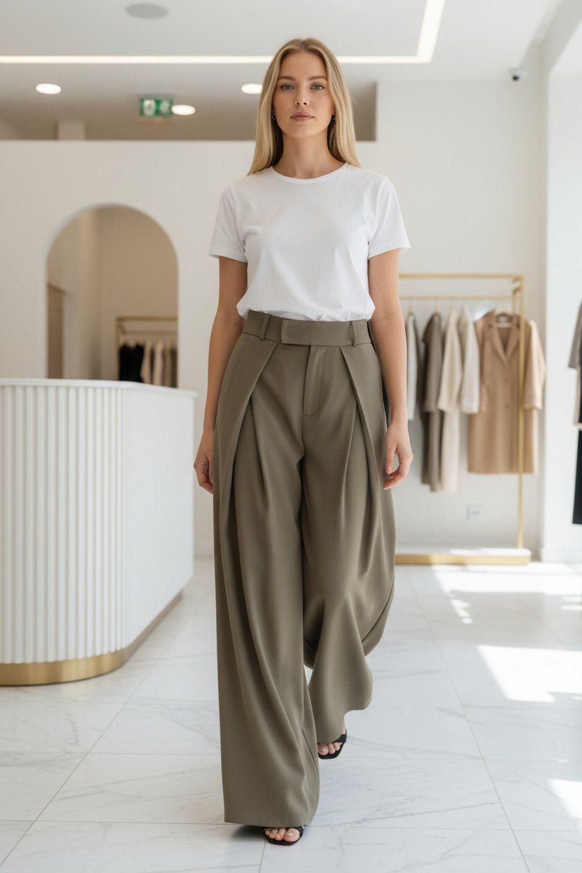 Pantalon large à plis taille haute - NAC Collection