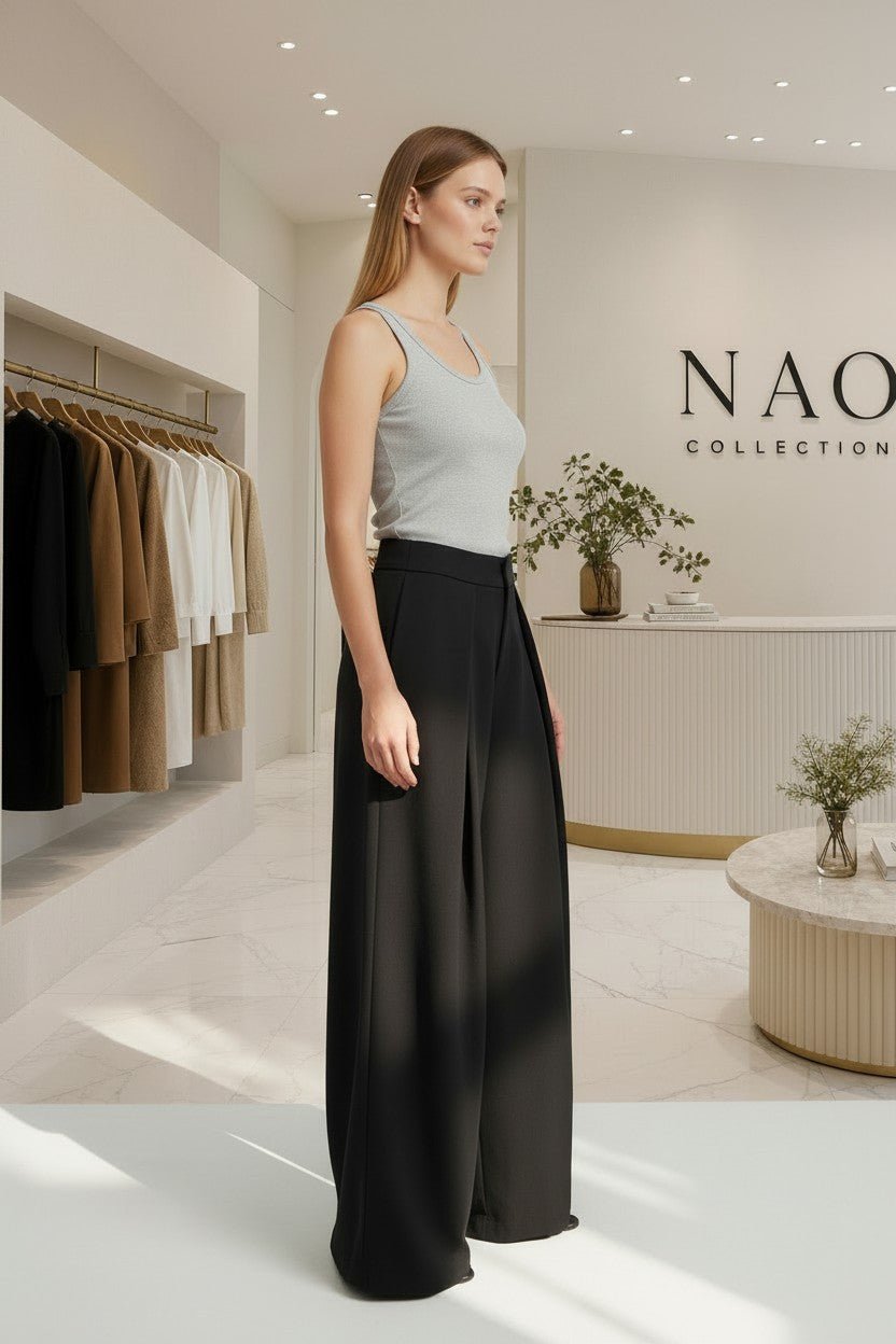 Pantalon large à plis taille haute - NAC Collection