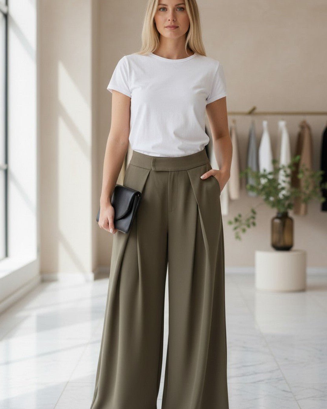 Pantalon large à plis taille haute - Modèle PLEAT - NAC Collection