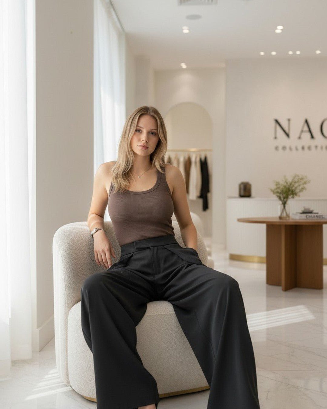 Pantalon large à plis taille haute - Modèle PLEAT - NAC Collection