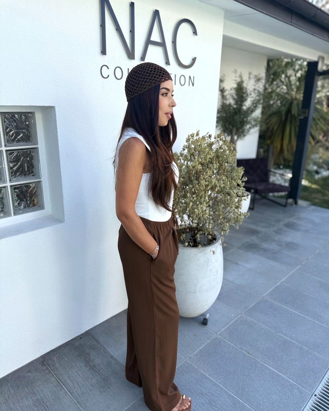 Pantalon large fluide marron - Modèle TERRA - NAC Collection