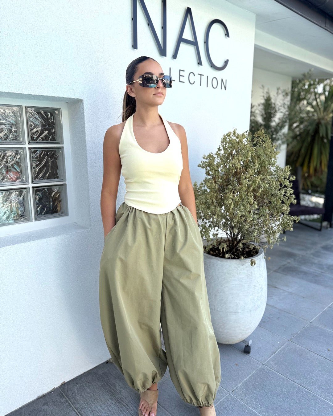 Pantalon parachute taille haute kaki - Modèle OASIS - NAC Collection