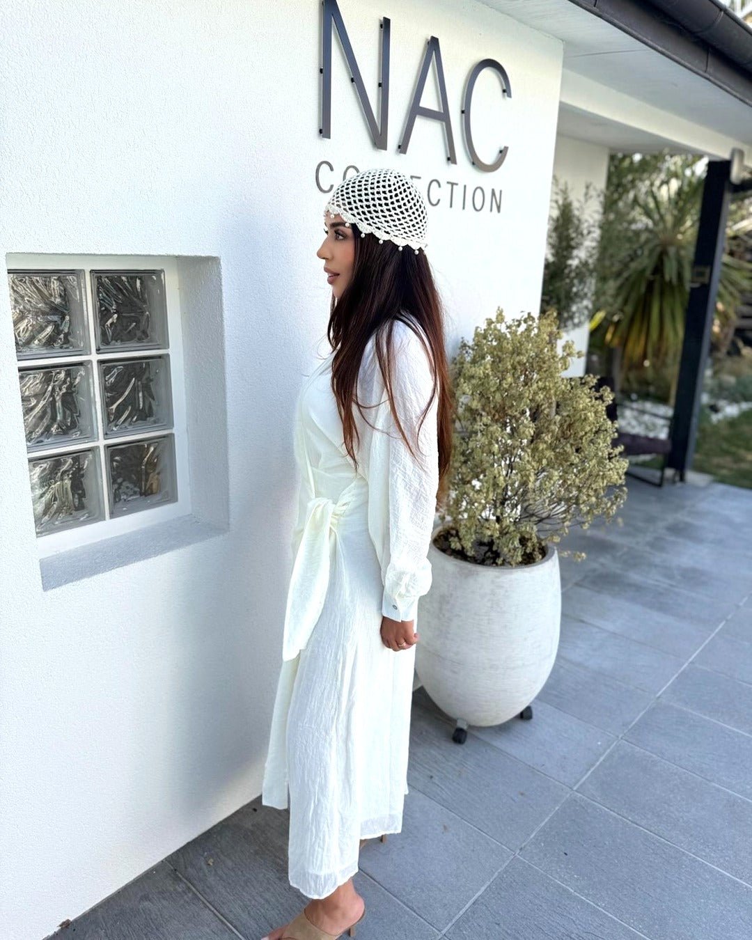 Robe portefeuille blanche - Modèle ONDE - NAC Collection