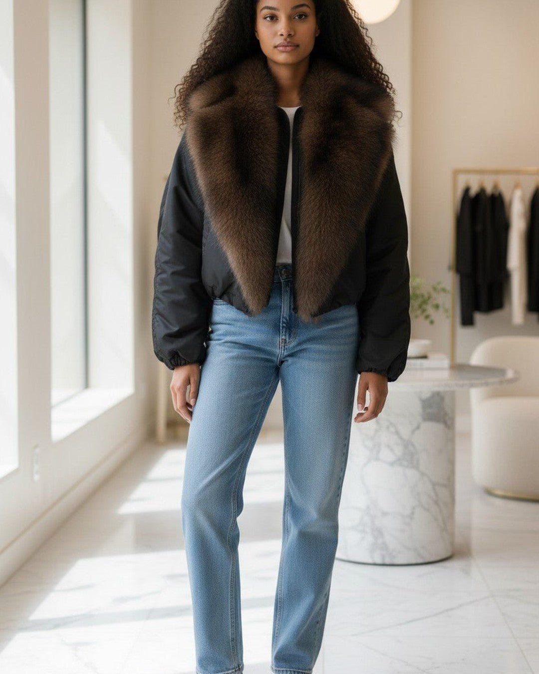 Veste Bomber avec Col en Fausse Fourrure - Modèle NORD - NAC Collection