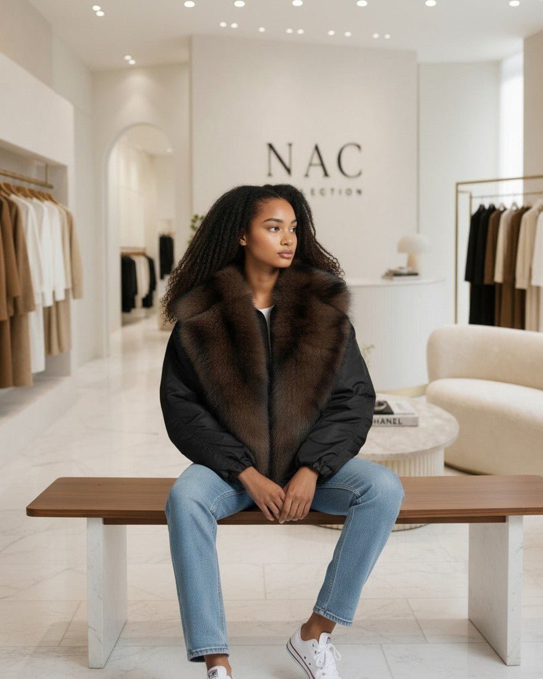 Veste Bomber avec Col en Fausse Fourrure - Modèle NORD - NAC Collection