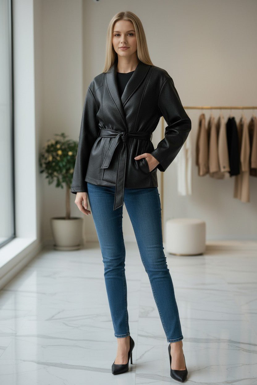 Veste effet cuir ceinturée - NAC Collection