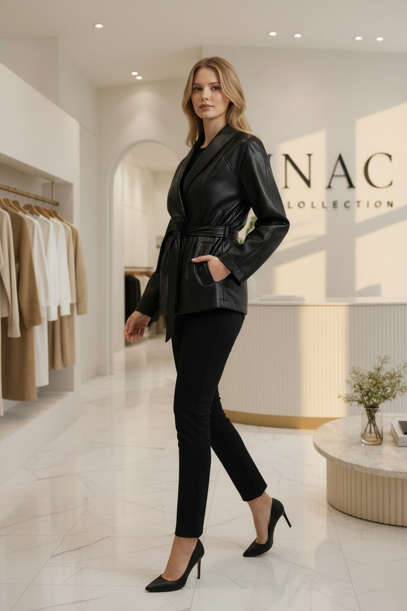 Veste effet cuir ceinturée - NAC Collection